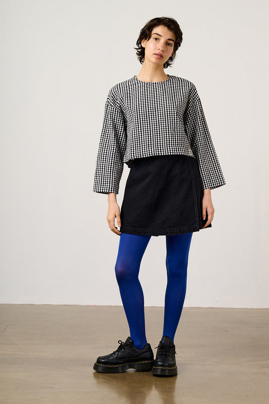Maisie - Cotton Top in Black & White Gingham
