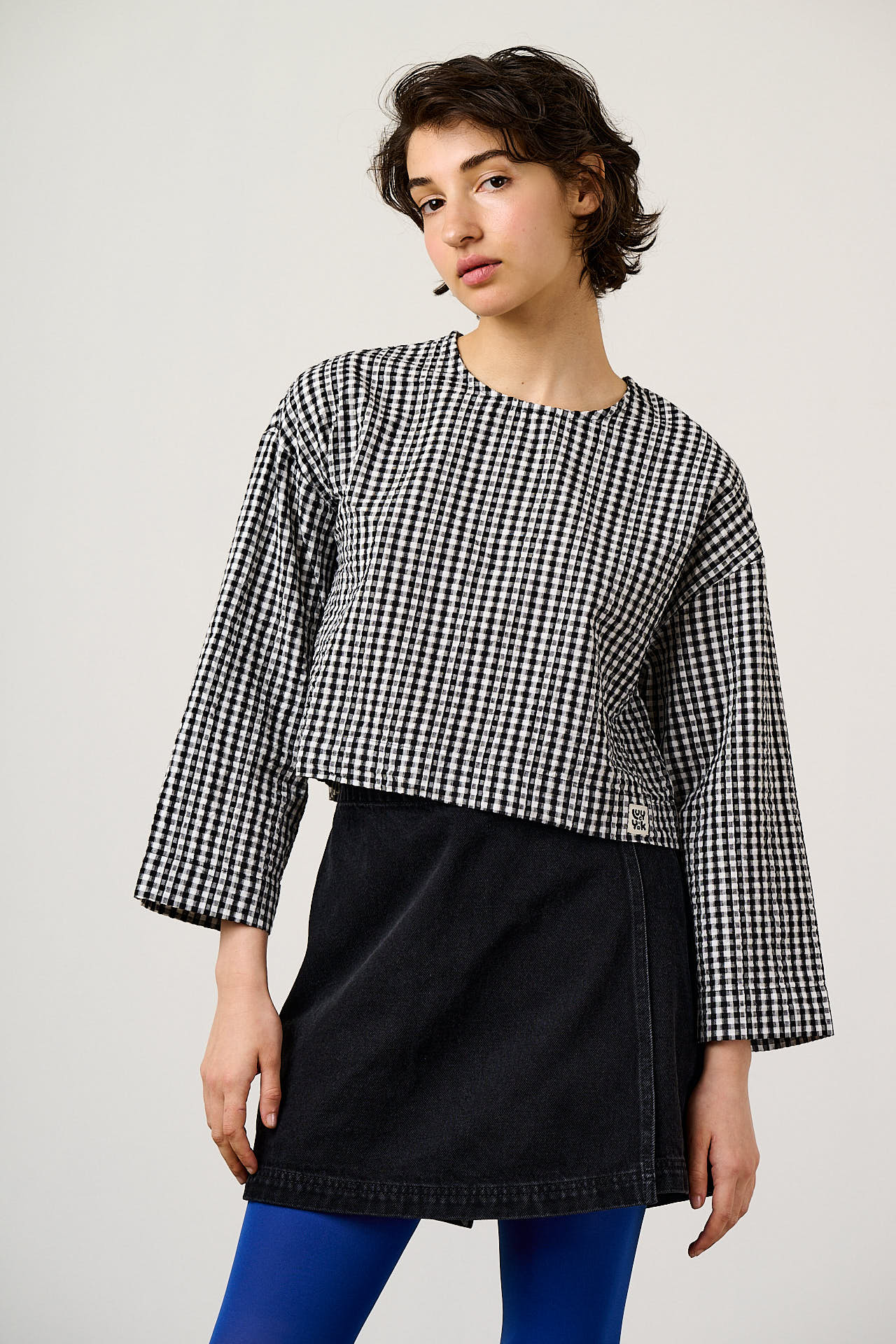 Maisie - Cotton Top in Black & White Gingham
