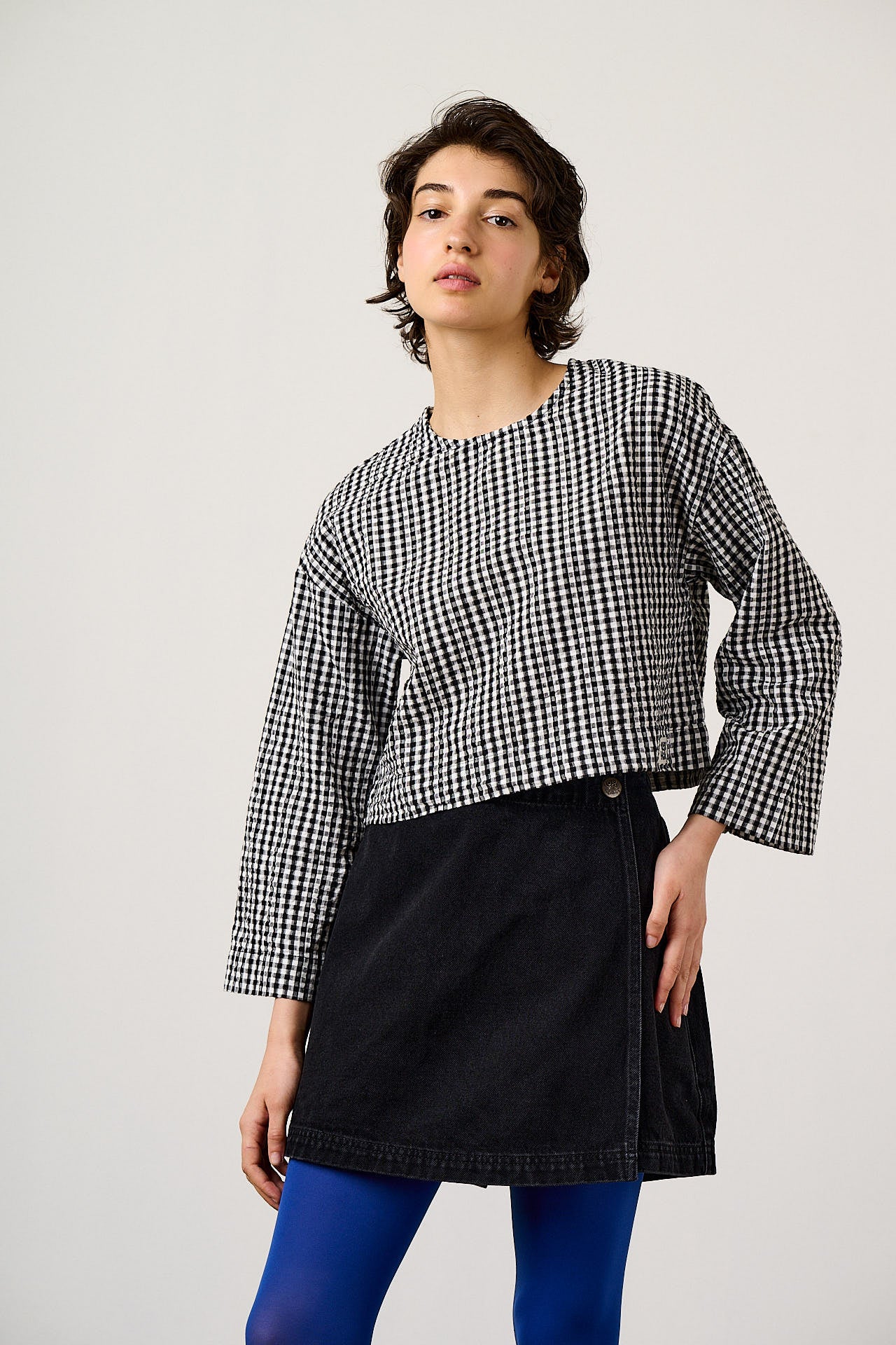 Maisie - Cotton Top in Black & White Gingham