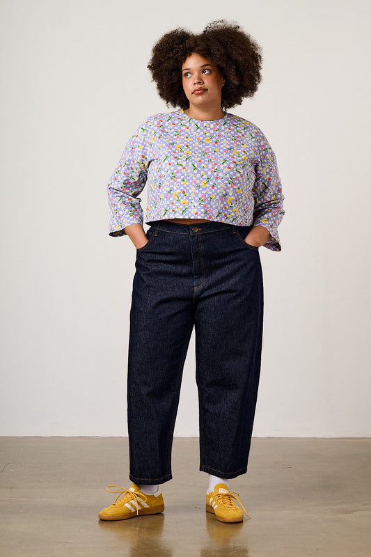 Maisie - Cotton Top in Ditsy Checkerboard Floral