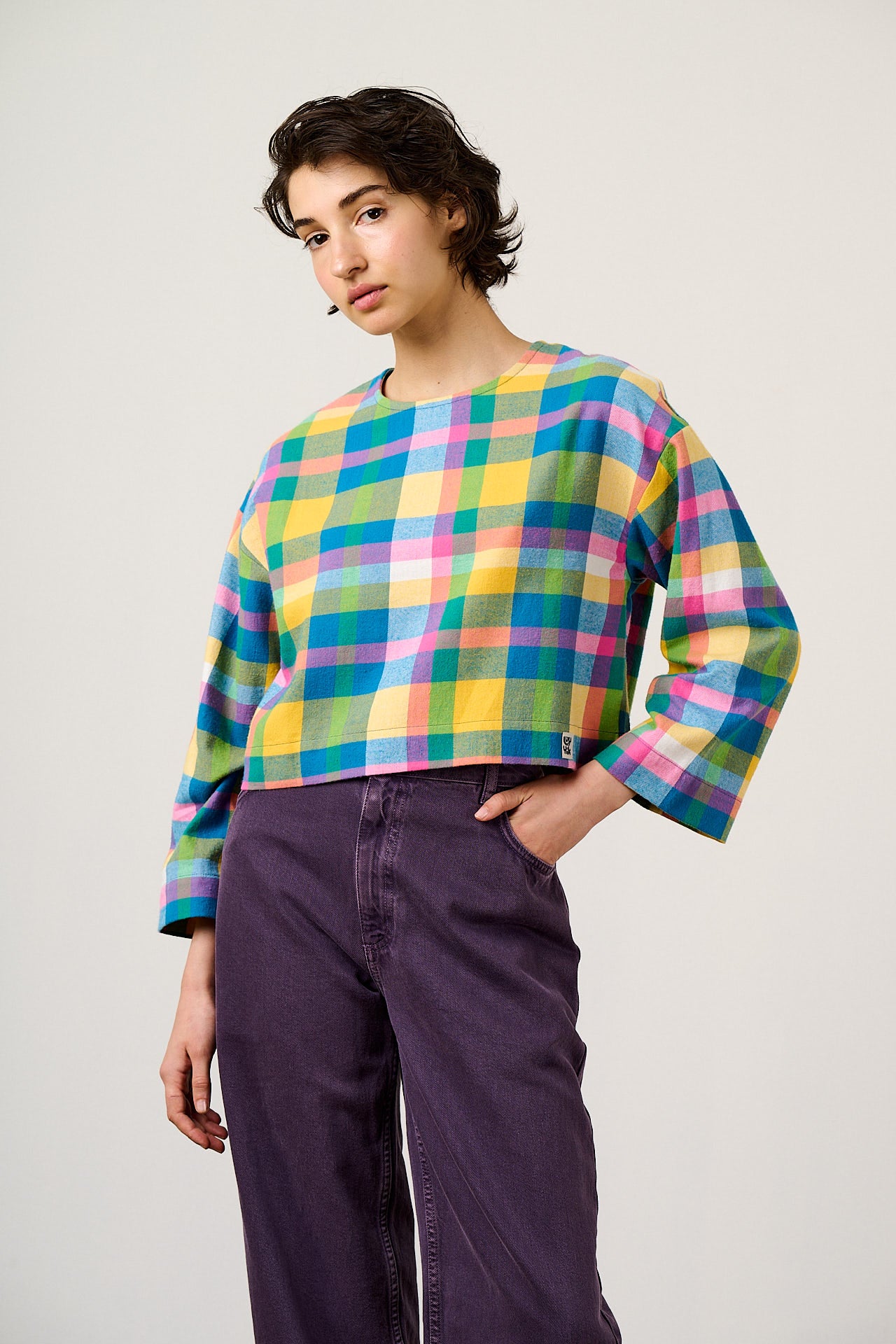 Maisie - Brushed Cotton Top in Retro Picnic Fun Check