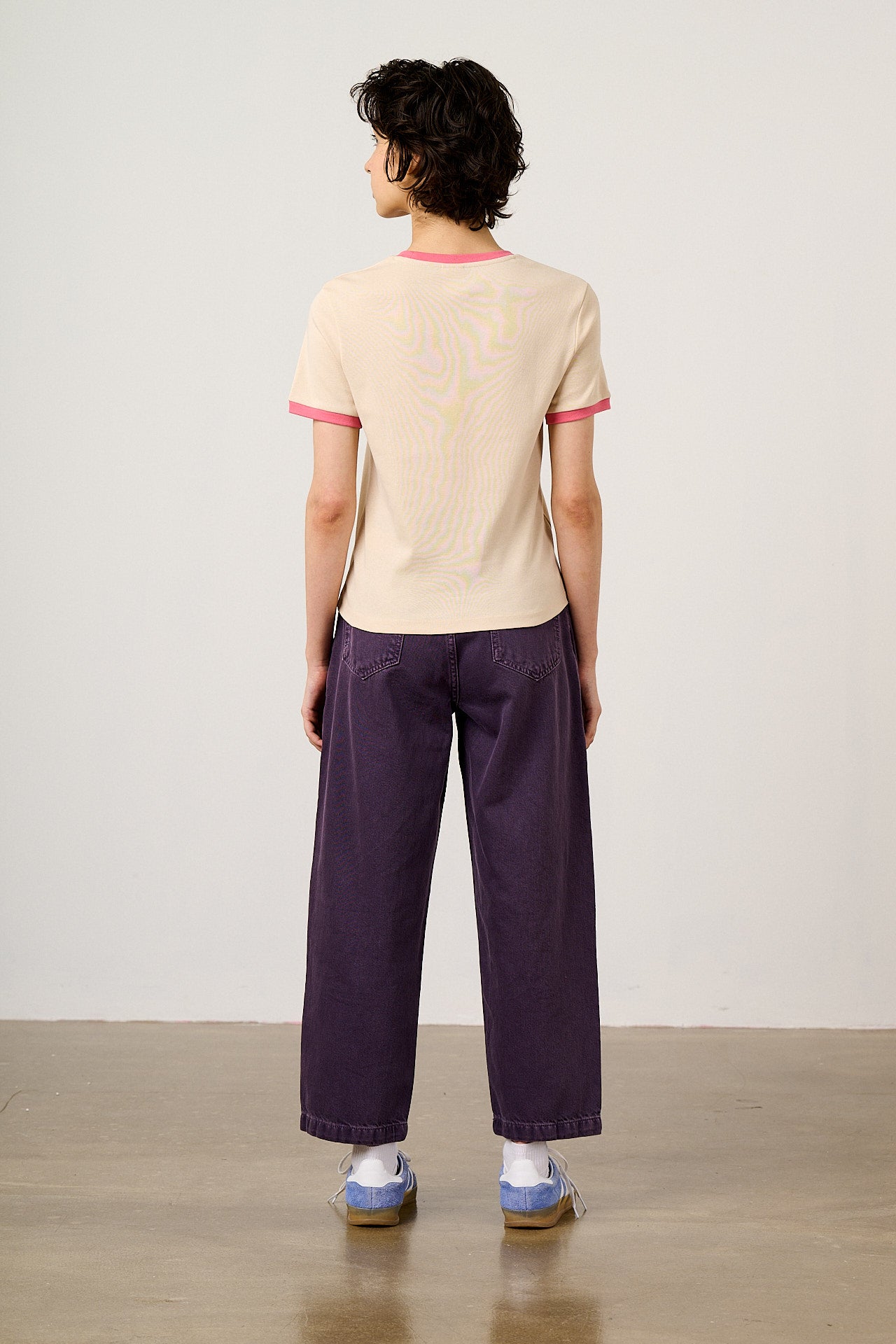 Maya - Cotton T-Shirt in Ecru with Tulip Print
