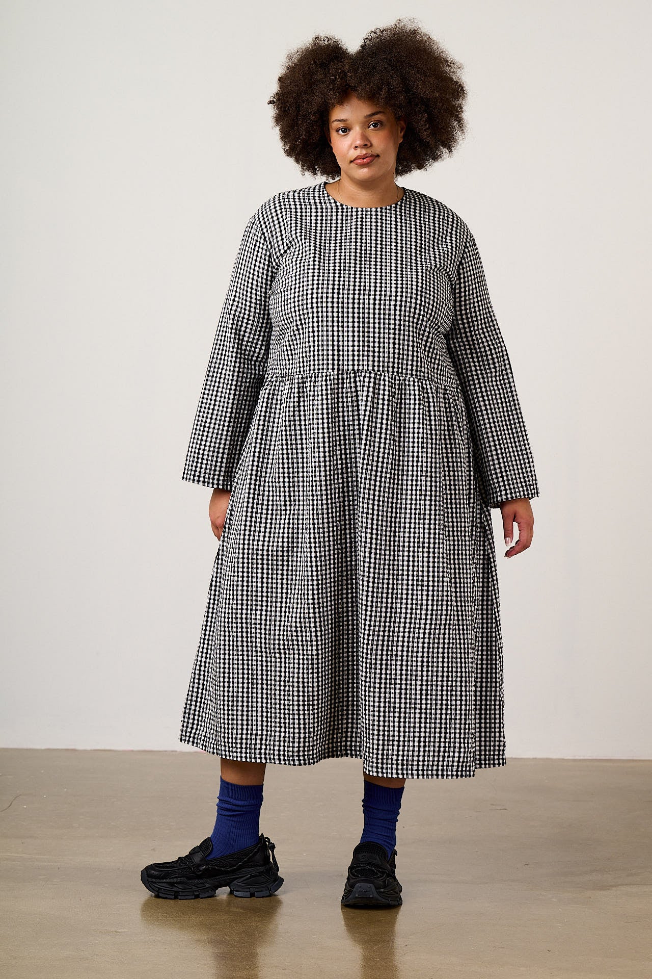 Micah - Midi Dress in Black & White Gingham