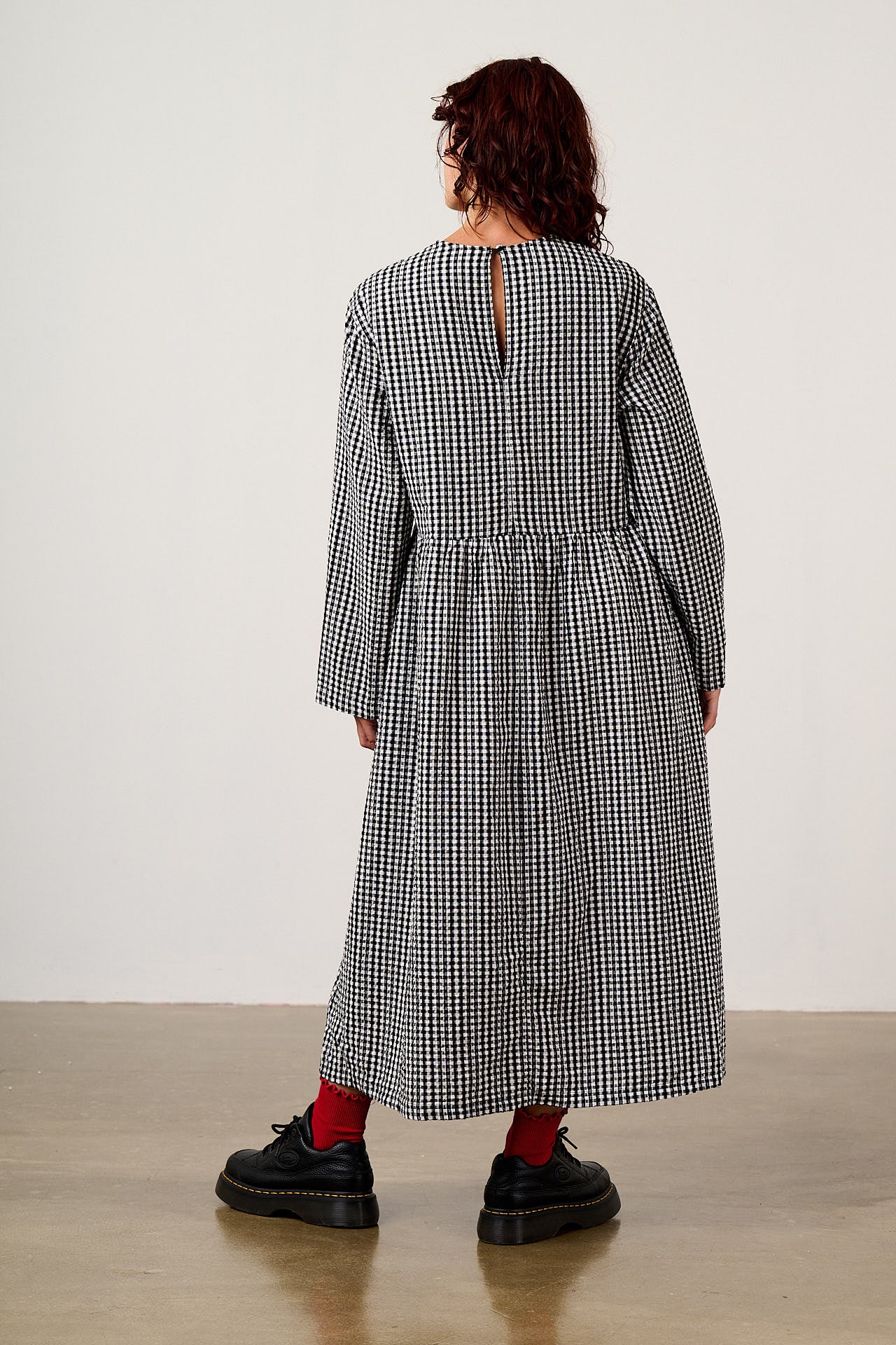 Micah - Midi Dress in Black & White Gingham