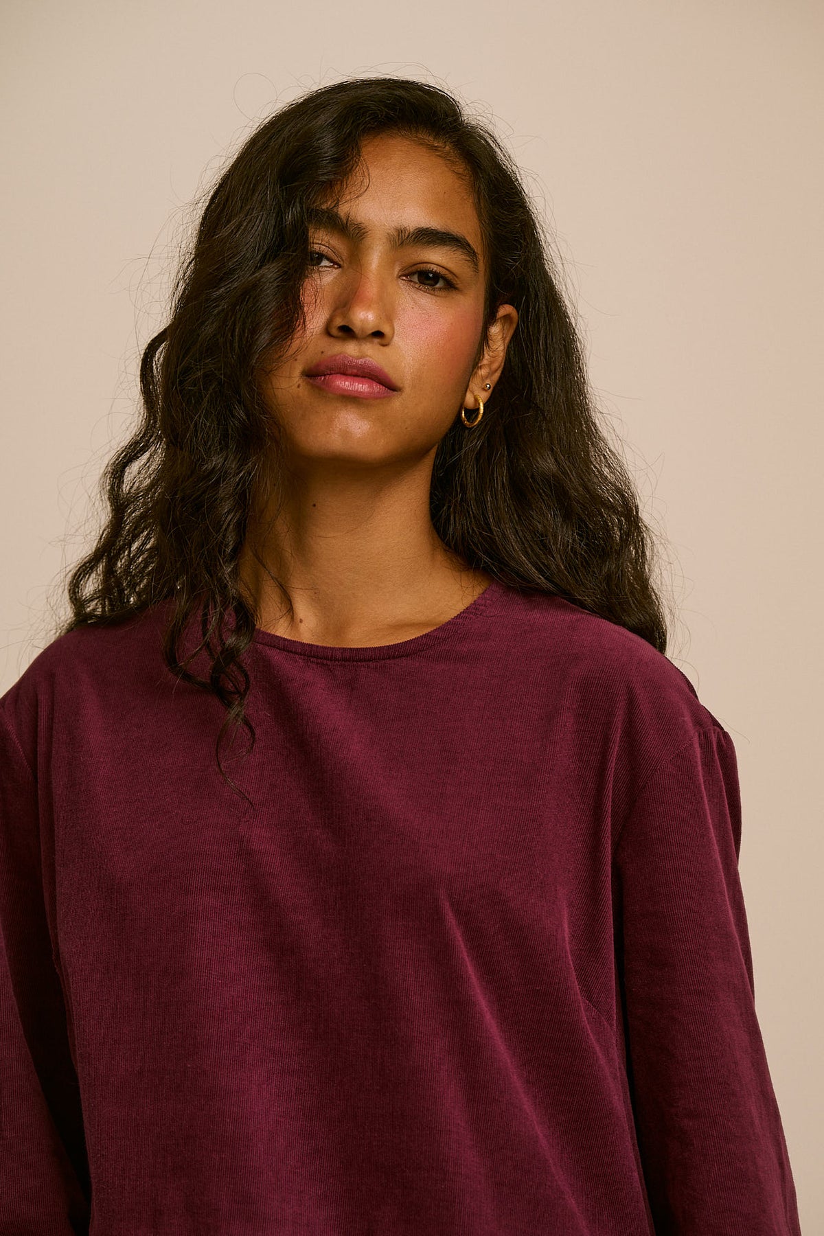 Micah - Organic Corduroy Midi Dress in Grape Wine