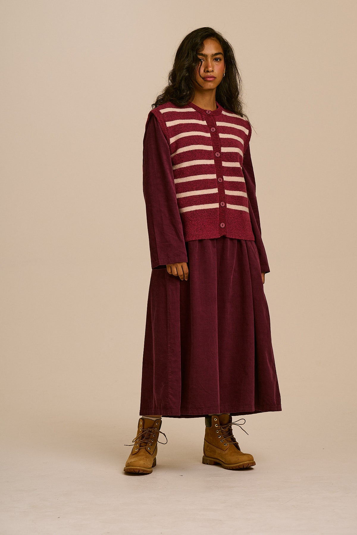 Vivi - Button Up Knitted Vest in Stripe