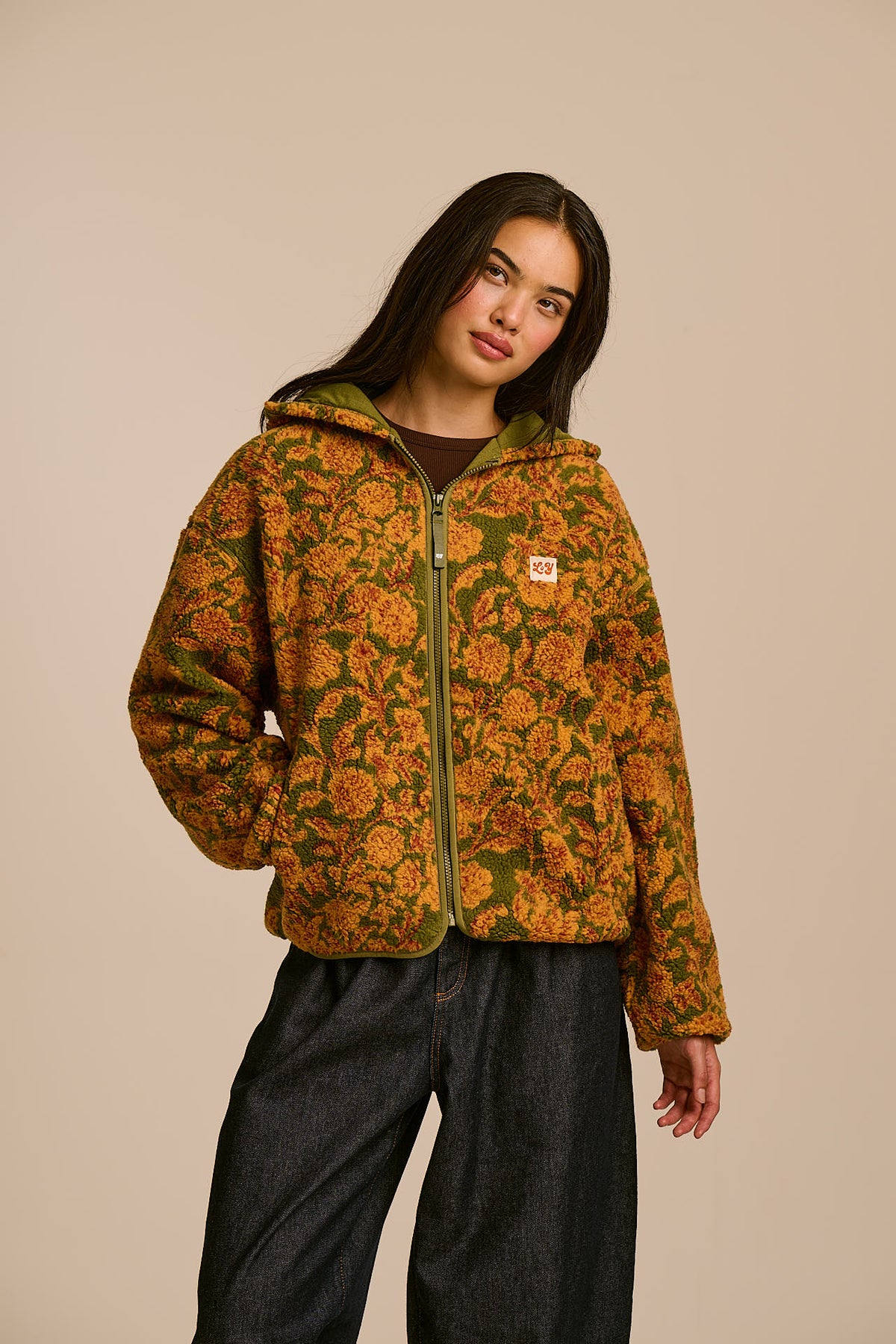 Misha - Borg Fleece Jacket in Green Palace Floral