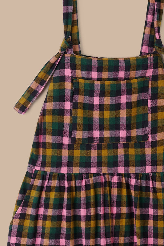 Miyada - Brushed Cotton Dungarees in Botanist Gingham