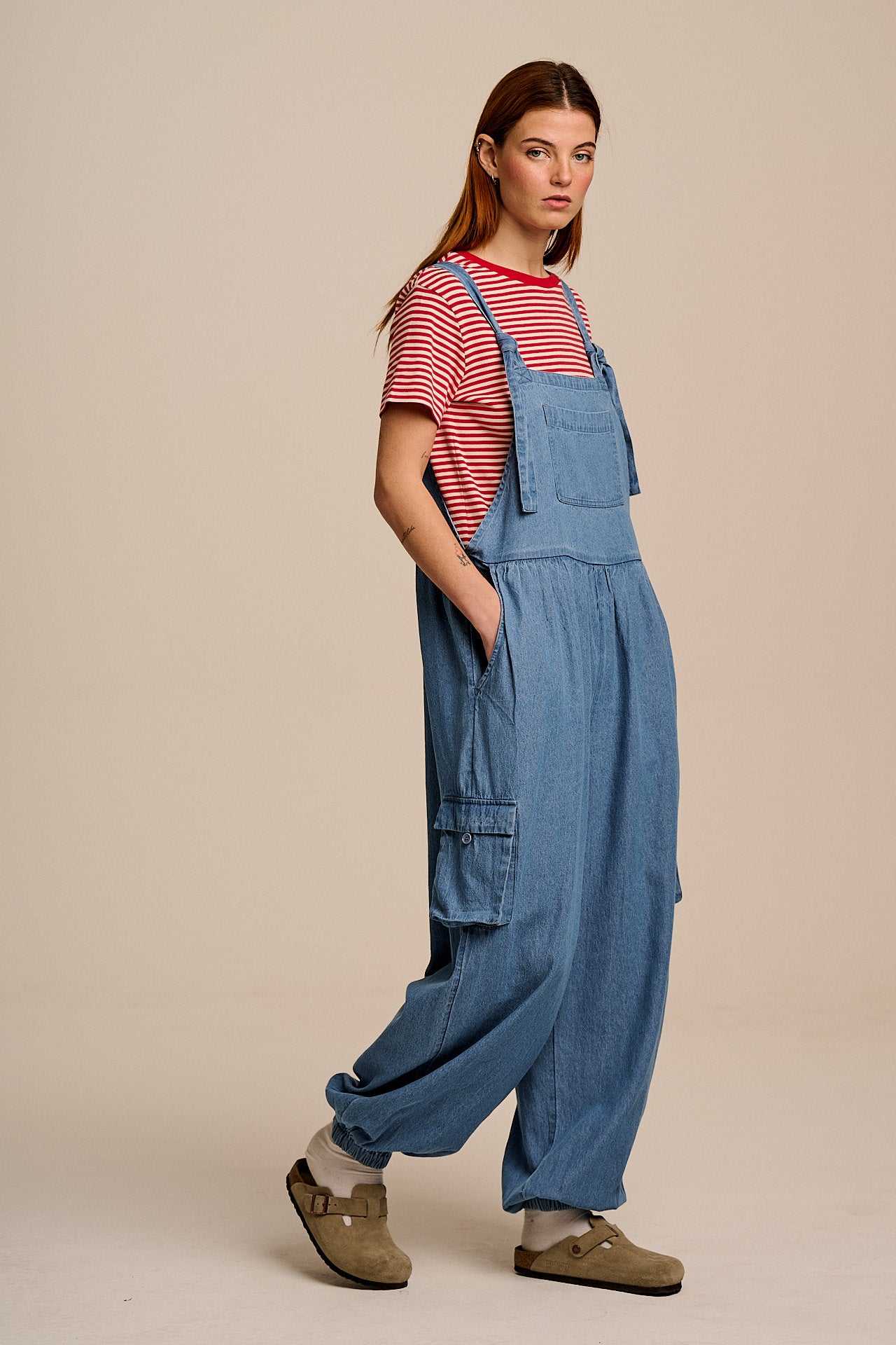 Miyada - Cotton Dungaree in Light Wash Blue
