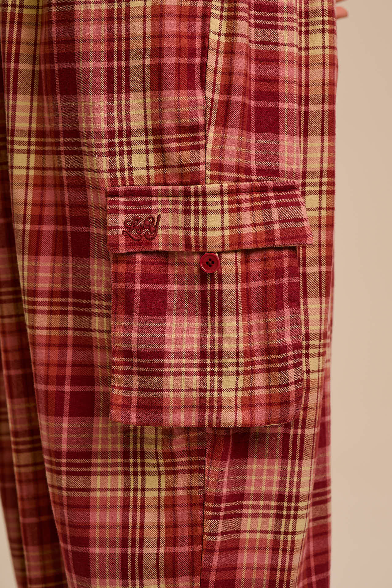 Miyada - Brushed Cotton Dungarees in Pink and Red Check