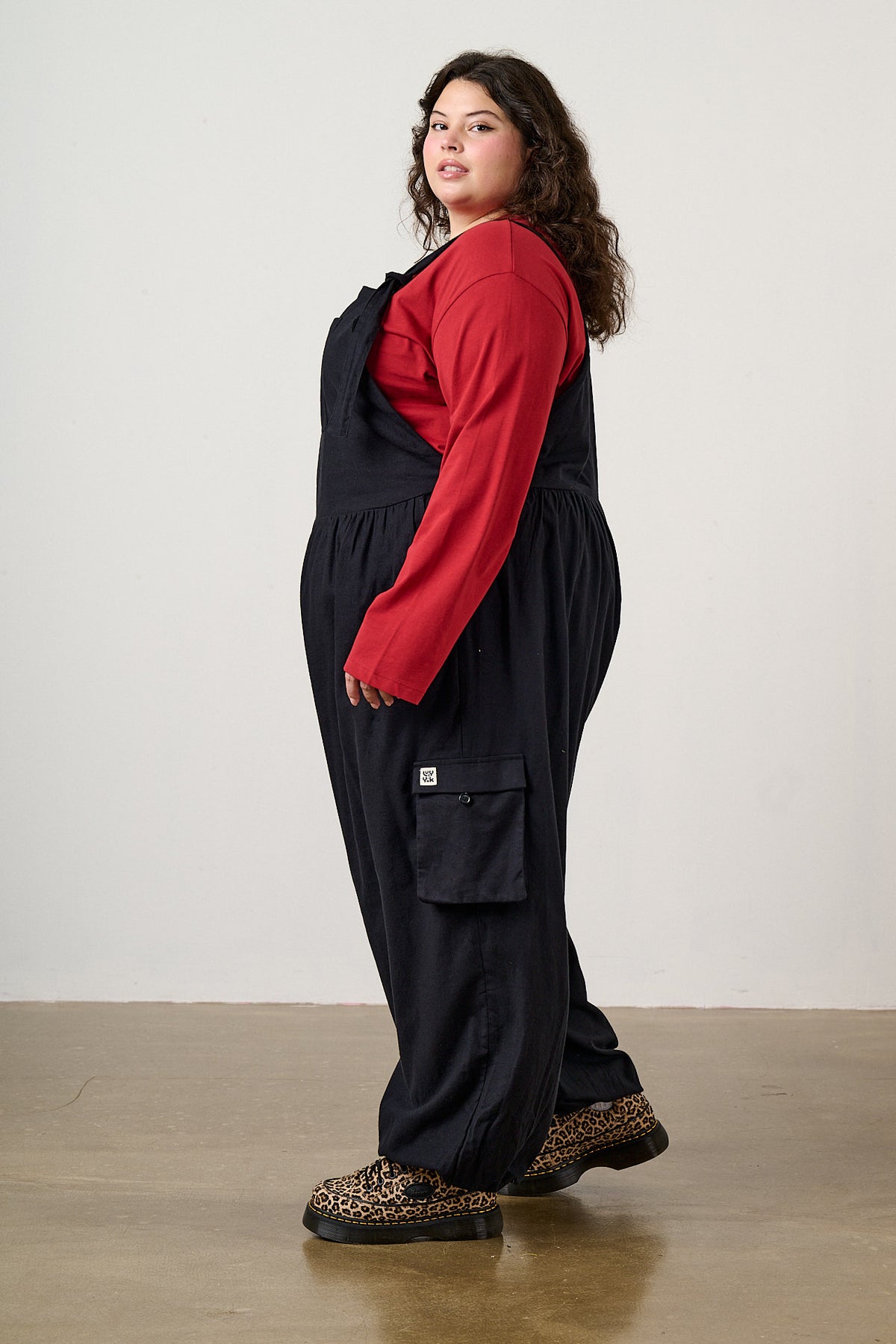 Miyada - Brushed Cotton Dungarees in Black