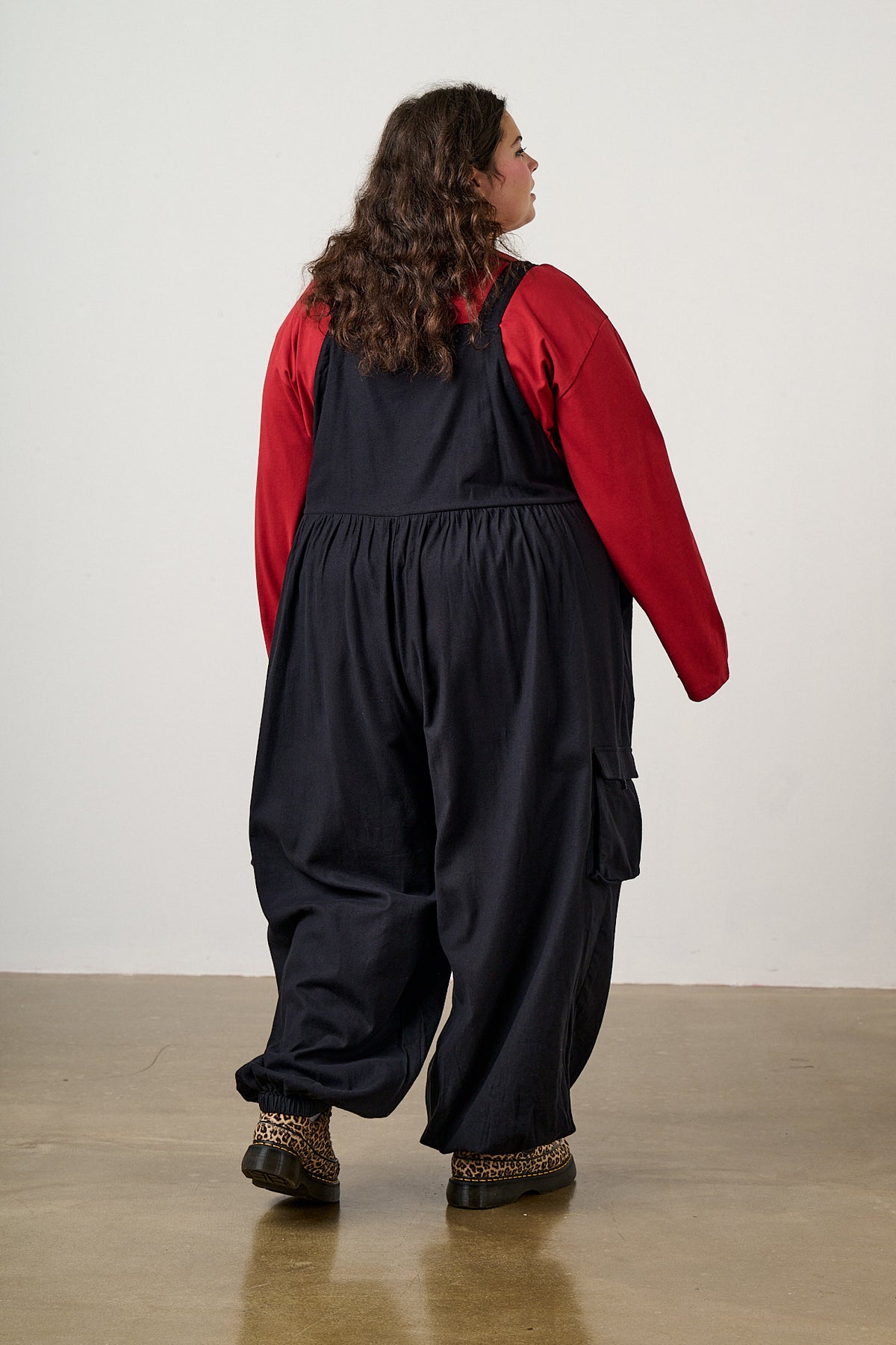 Miyada - Brushed Cotton Dungarees in Black