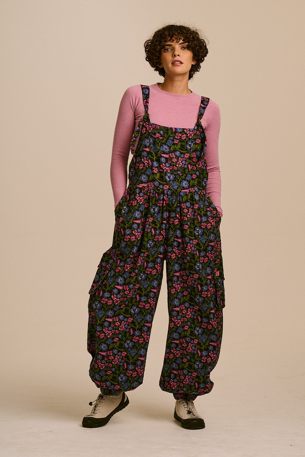 Miyada - Brushed Cotton Dungarees in Ditsy Grunge Floral