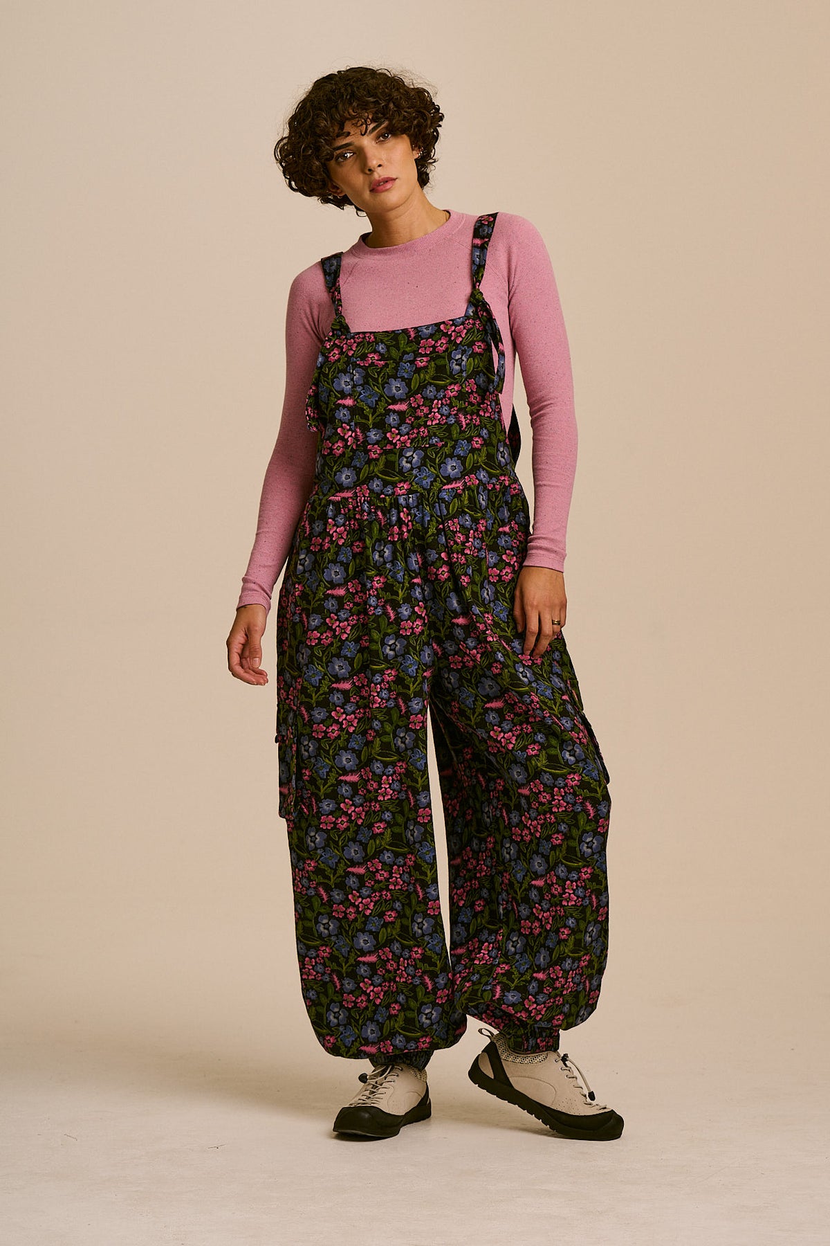 Miyada - Brushed Cotton Dungarees in Ditsy Grunge Floral