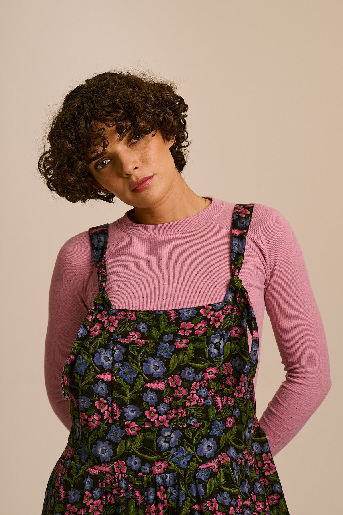 Miyada - Brushed Cotton Dungarees in Ditsy Grunge Floral