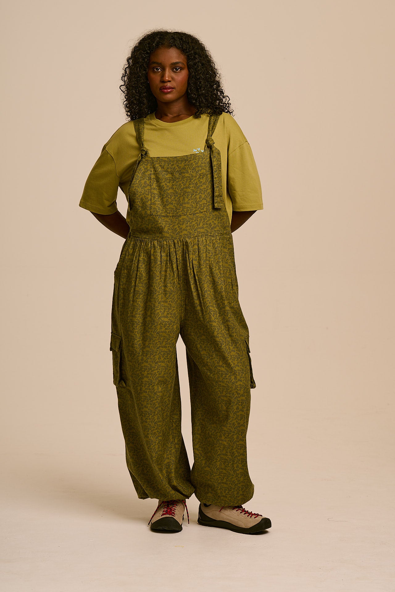 Miyada - Brushed Cotton Dungarees in Green Palace Ditsy Floral
