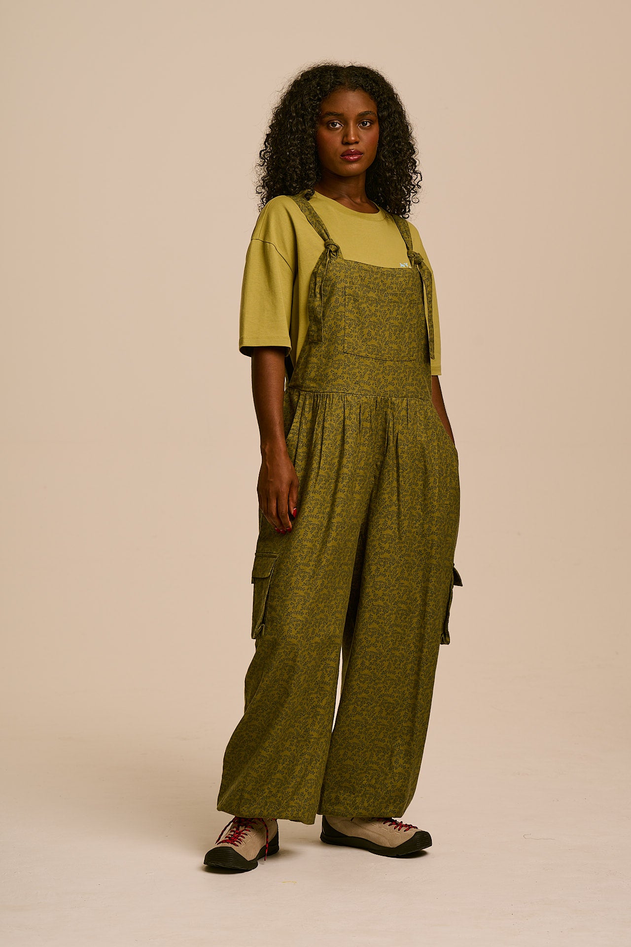 Miyada - Brushed Cotton Dungarees in Green Palace Ditsy Floral