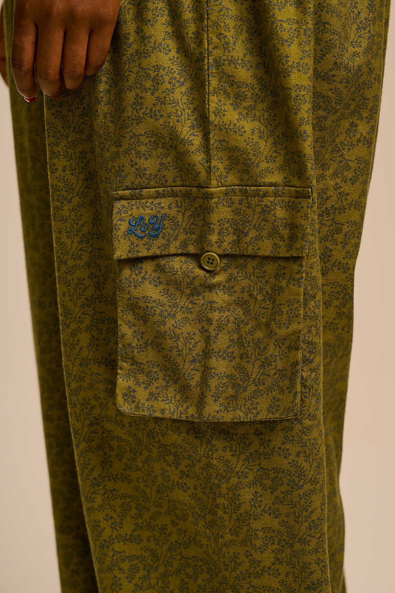 Miyada - Brushed Cotton Dungarees in Green Palace Ditsy Floral