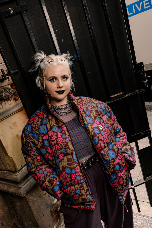 Paloma - Puffer Jacket in Grunge Ditsy Floral Print