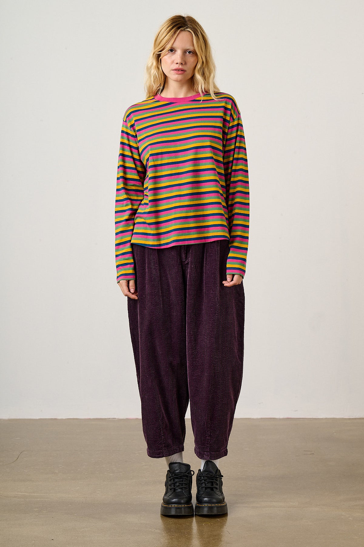 Mysen - Cotton Long Sleeve in Rainbow Stripe