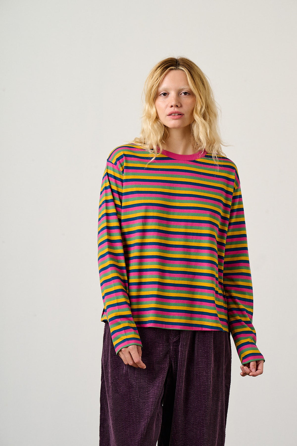Mysen - Cotton Long Sleeve in Rainbow Stripe