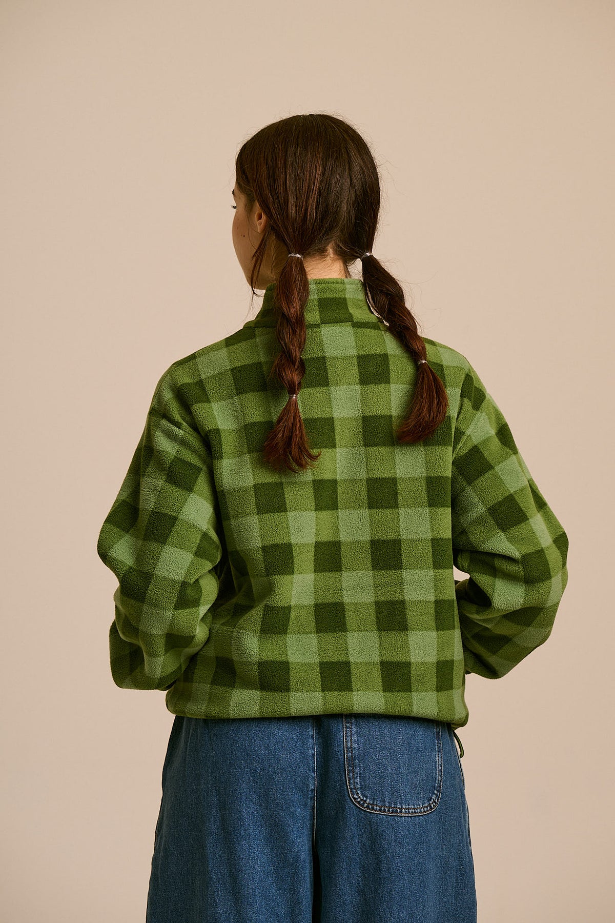 Nicks - Full Zip Polar Fleece in Green Check