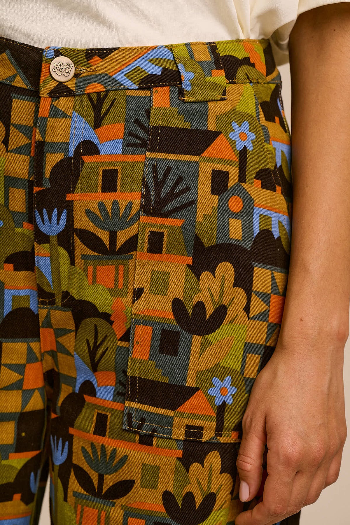 Delores - Organic Cotton Twill Trousers in Monique Aimee & Yak