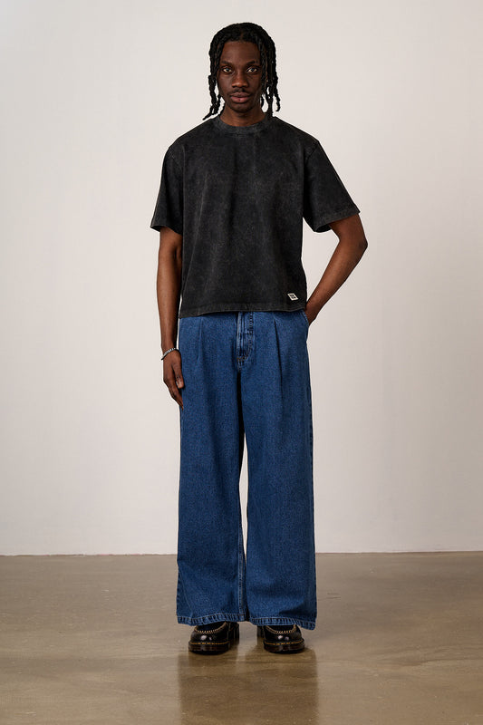 Noa - Cotton Boxy T-Shirt in Washed Black