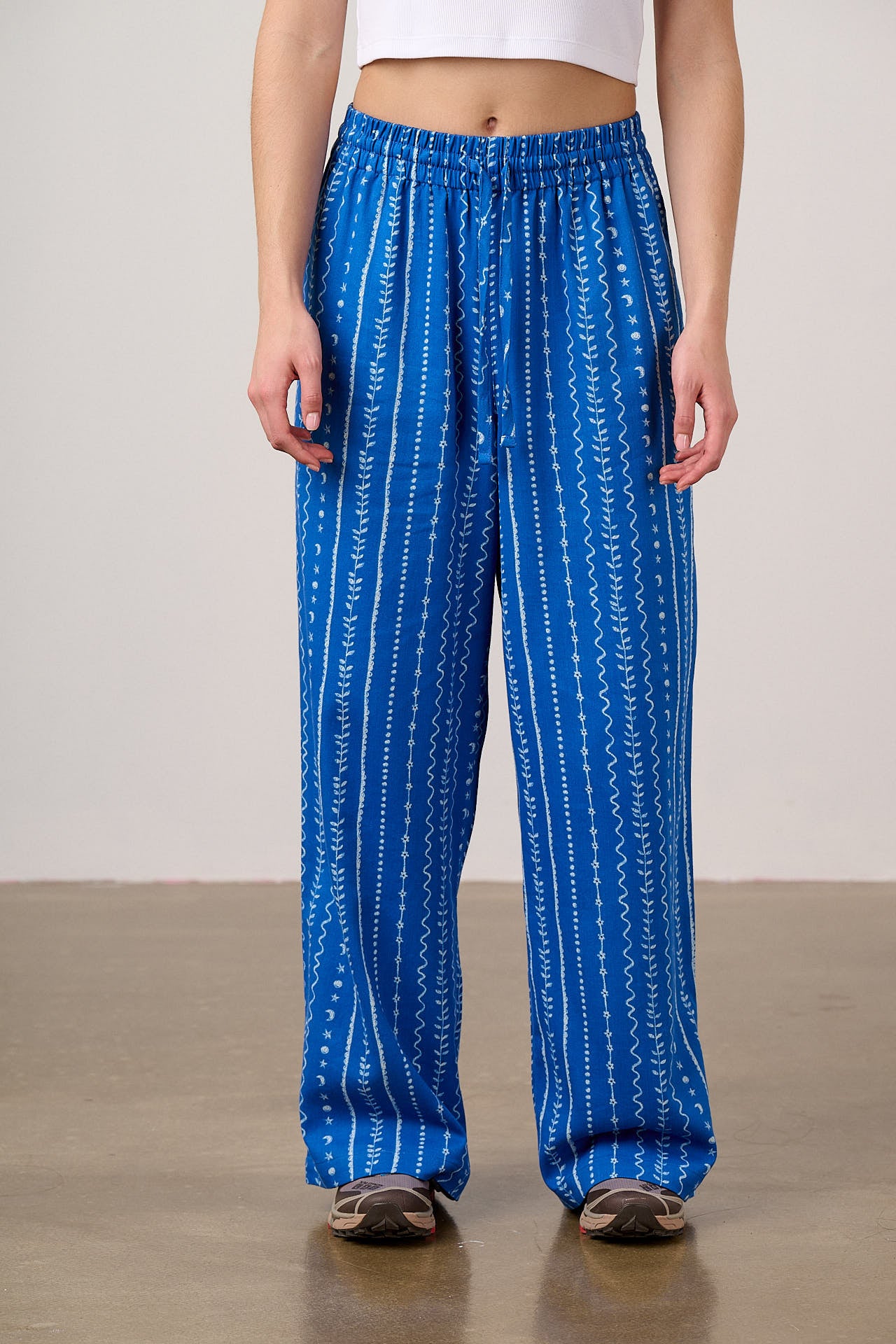 Norris Wide Leg Trousers - Organic Cotton in Blue & White Folk