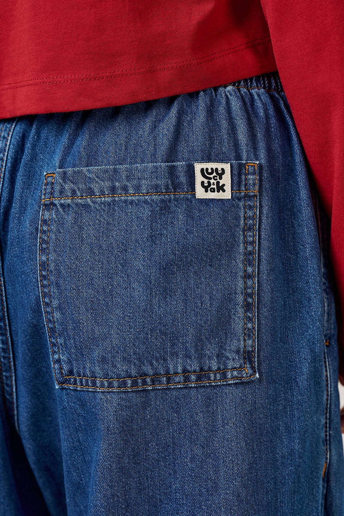 Norris - Wide Leg Cotton Jeans in Midwash Denim