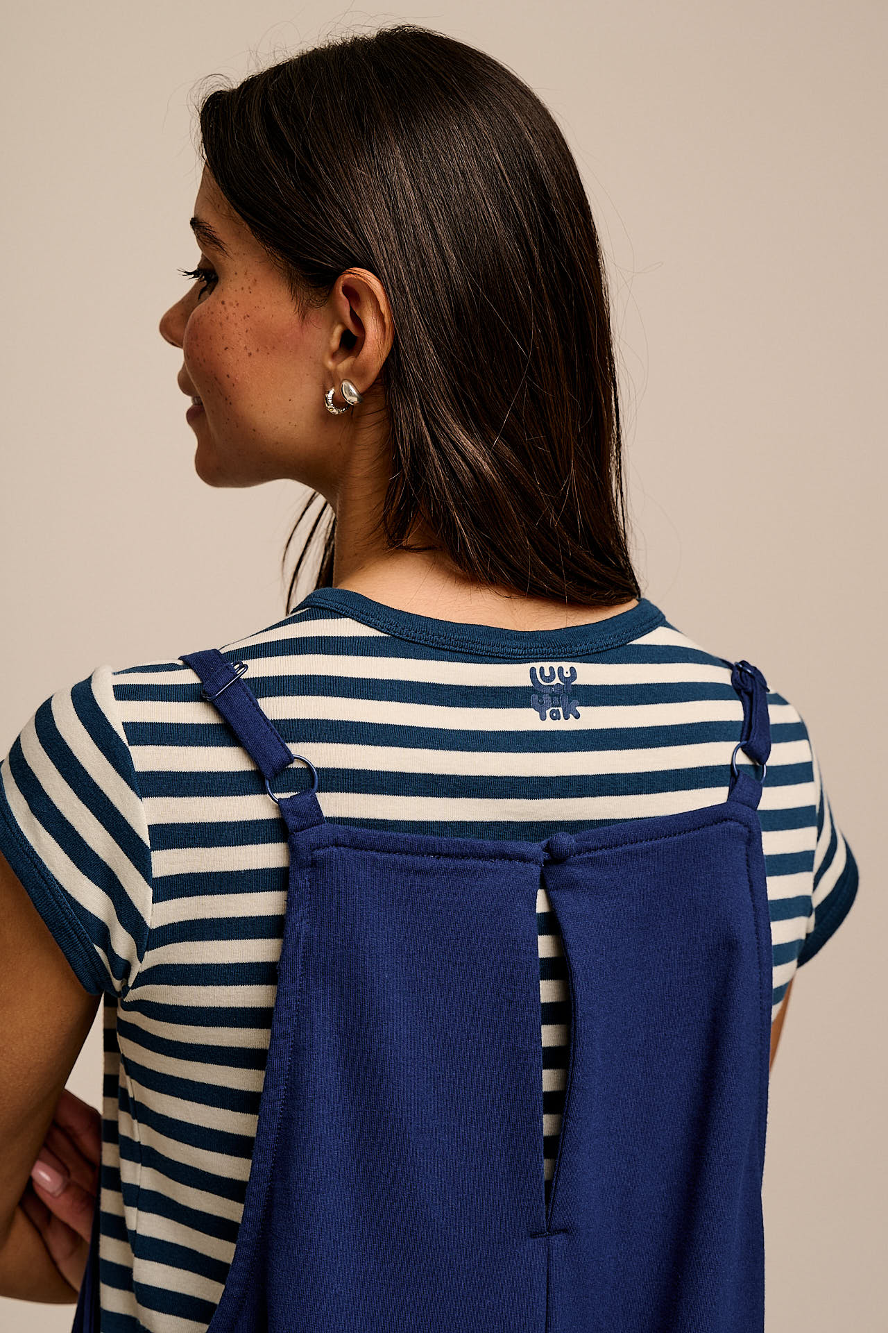 Oaxaca - Barrel Leg Dungarees - Organic Cotton Jersey in Navy