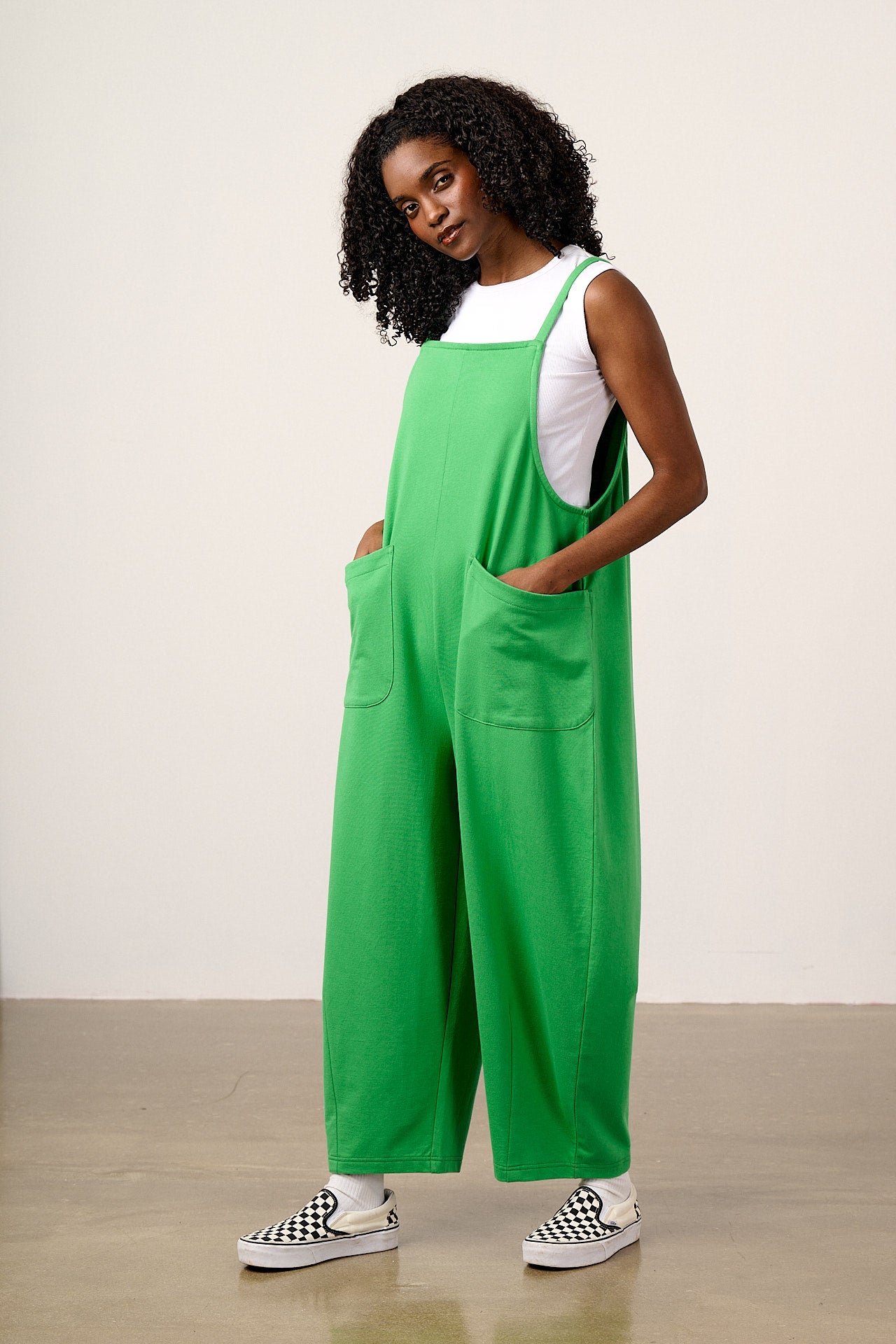 Oaxaca - Cotton Jersey Barrel Dungarees in Kelly Green – Lucy & Yak