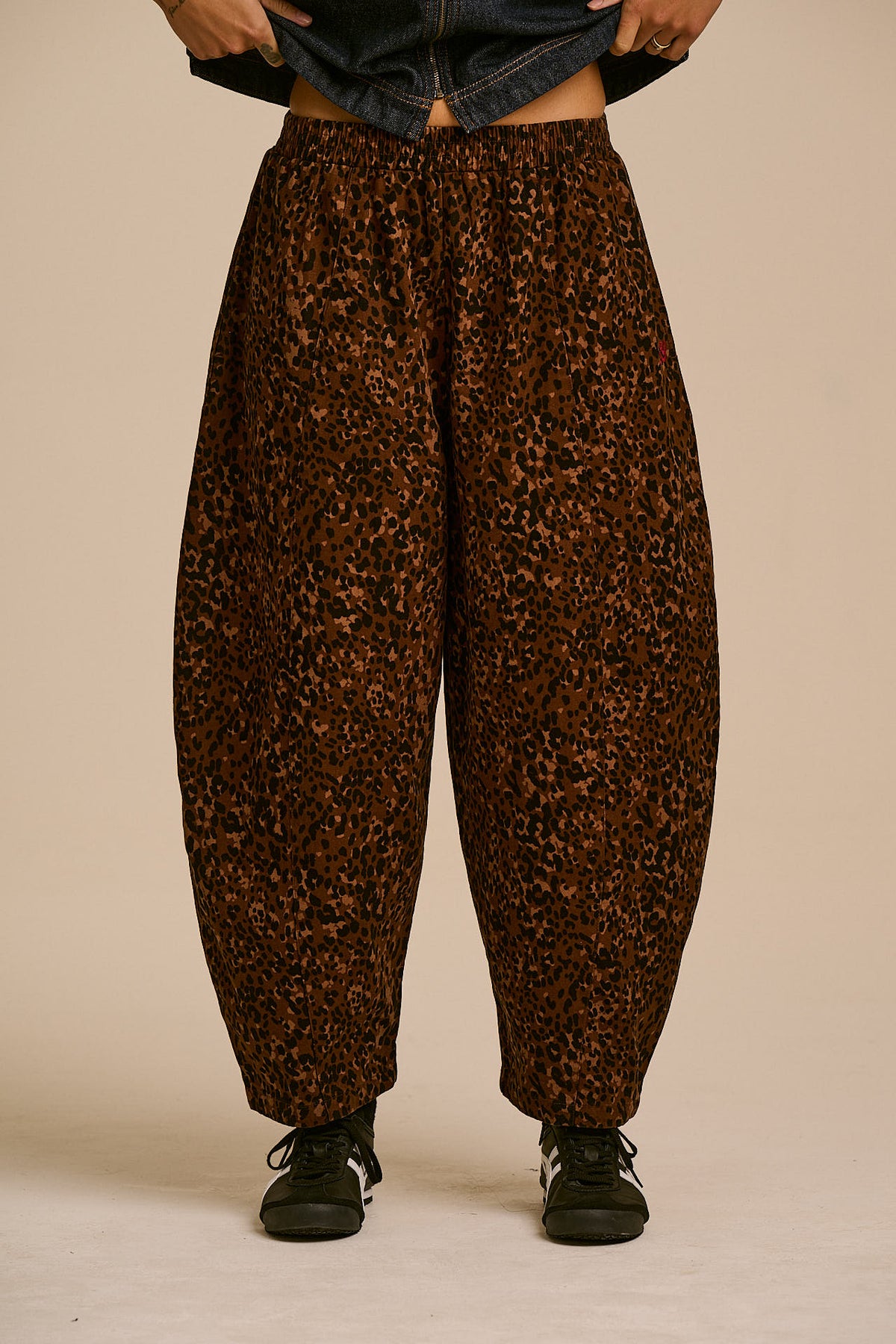Obregon - Cotton Barrel Leg Trousers in Animal Print