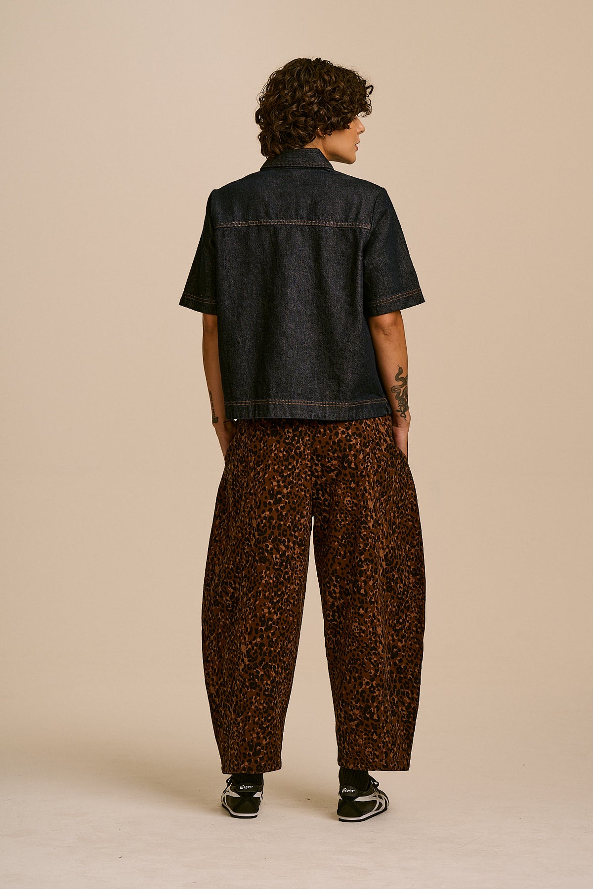 Obregon - Cotton Barrel Leg Trousers in Animal Print