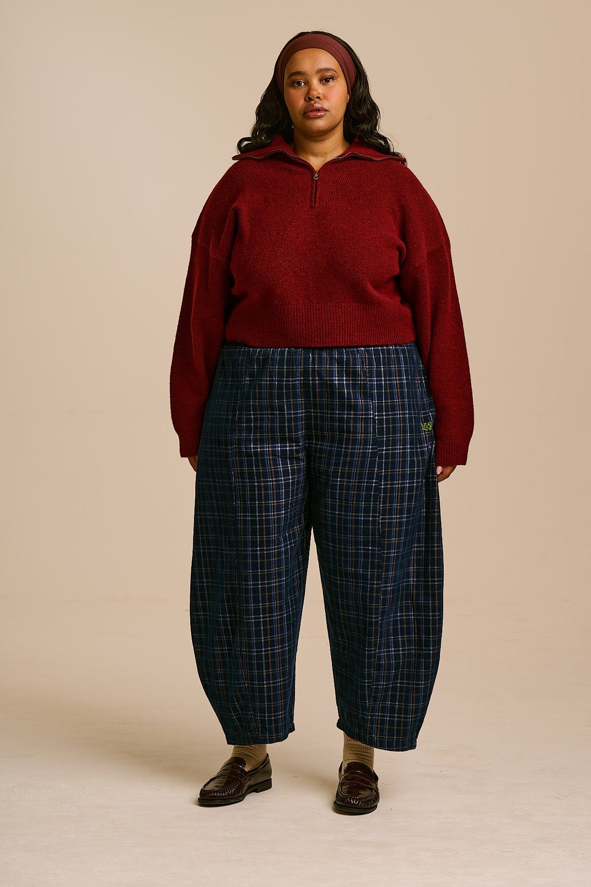 Obregon - Organic Cord Trousers in Woodland Check
