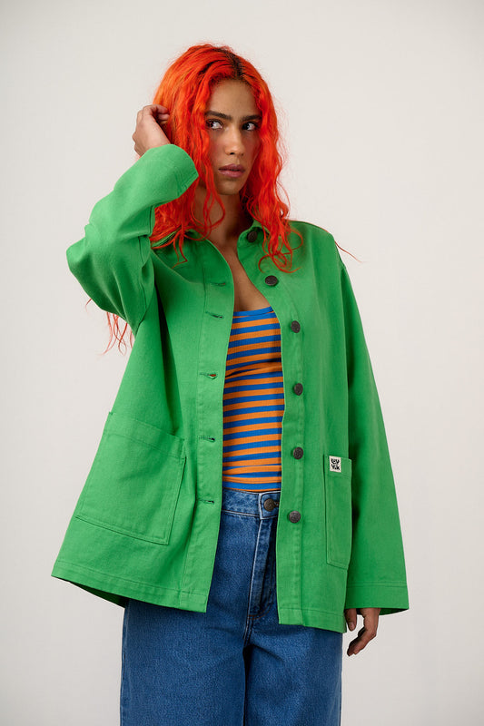 Olly - Cotton Jacket in Kelly Green