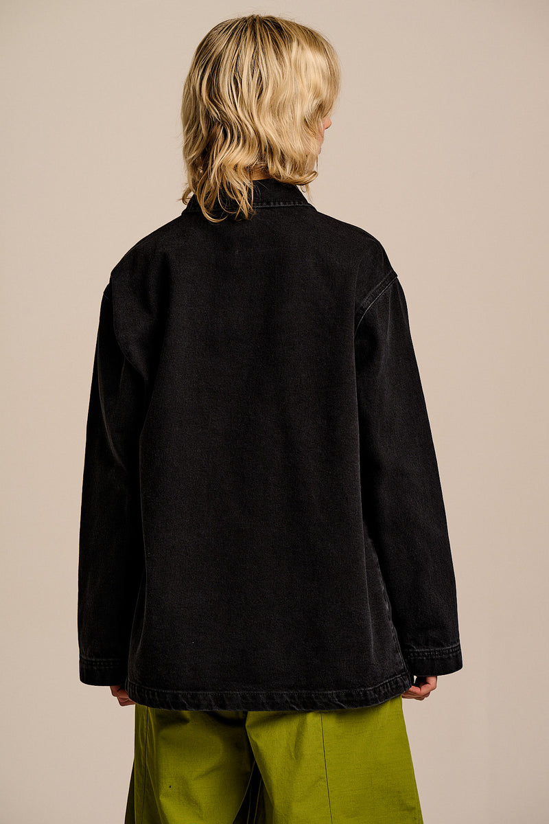 Olly - Denim Jacket in Washed Black