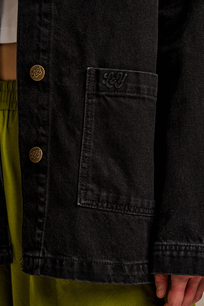 Olly - Denim Jacket in Washed Black