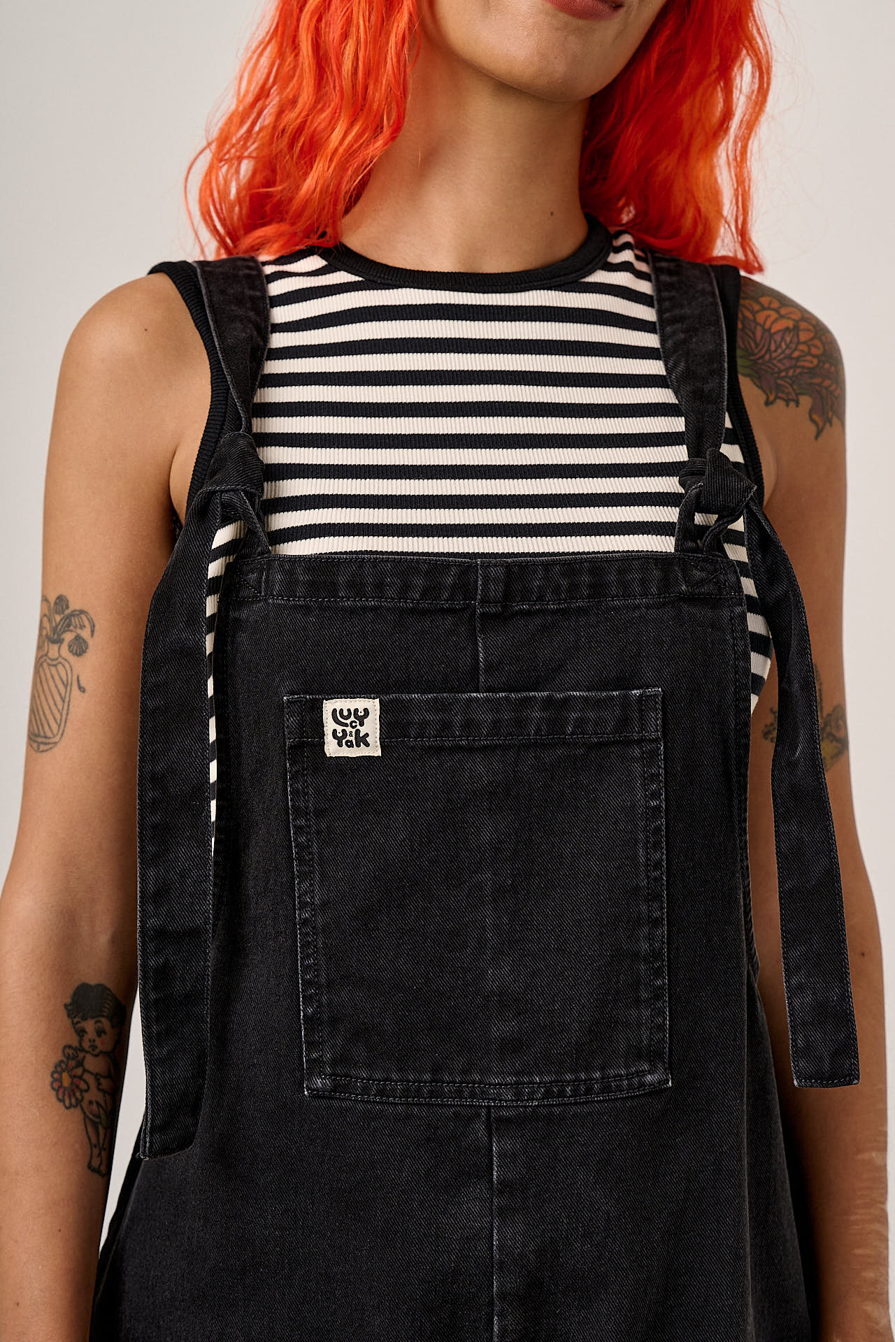 Original Shorts - Denim Dungarees Shorts in Washed Black – Lucy & Yak