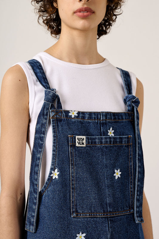 Original - Denim Dungarees in Daisy Embroidery