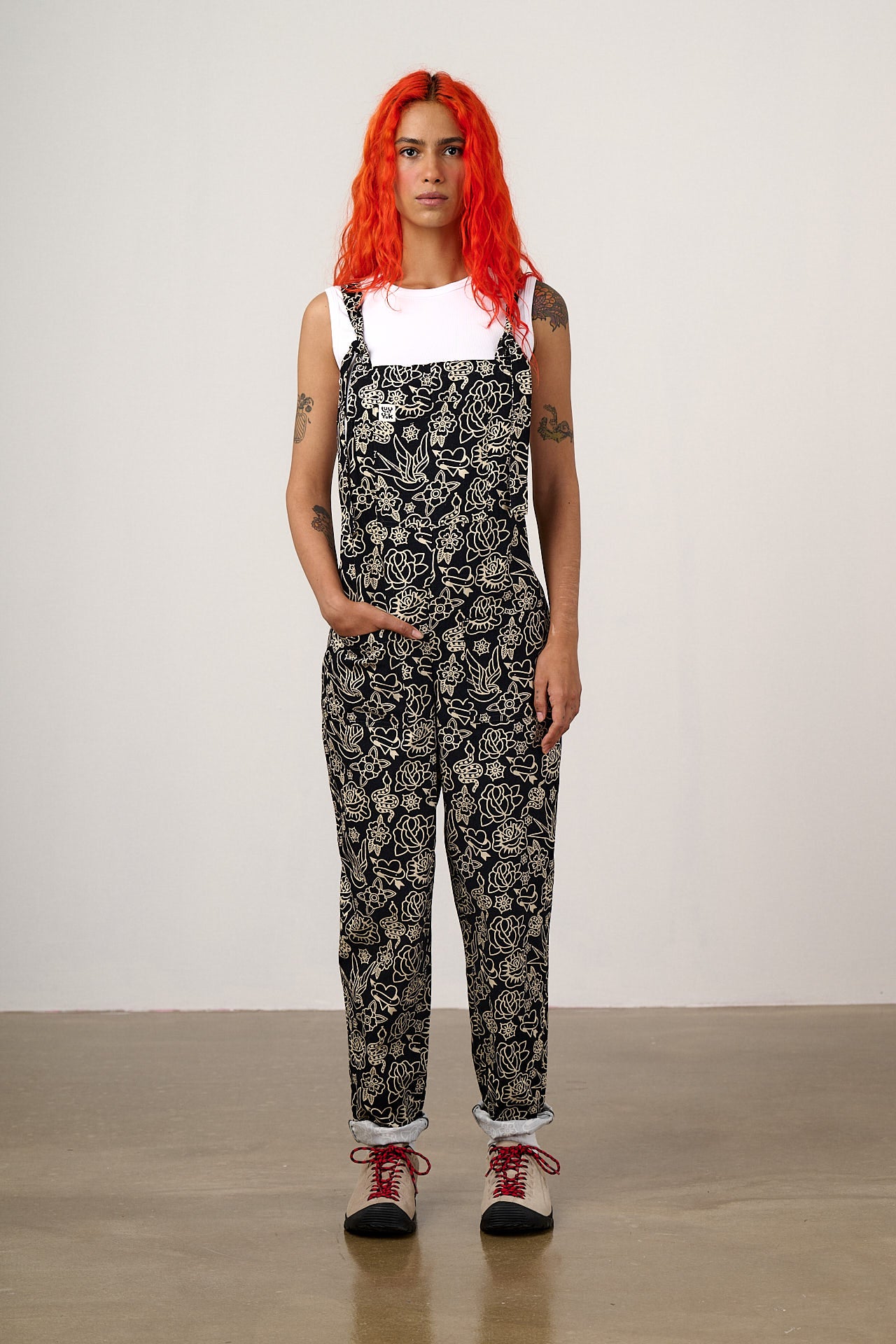 Original - Cotton Dungarees in Black & White Tattoo