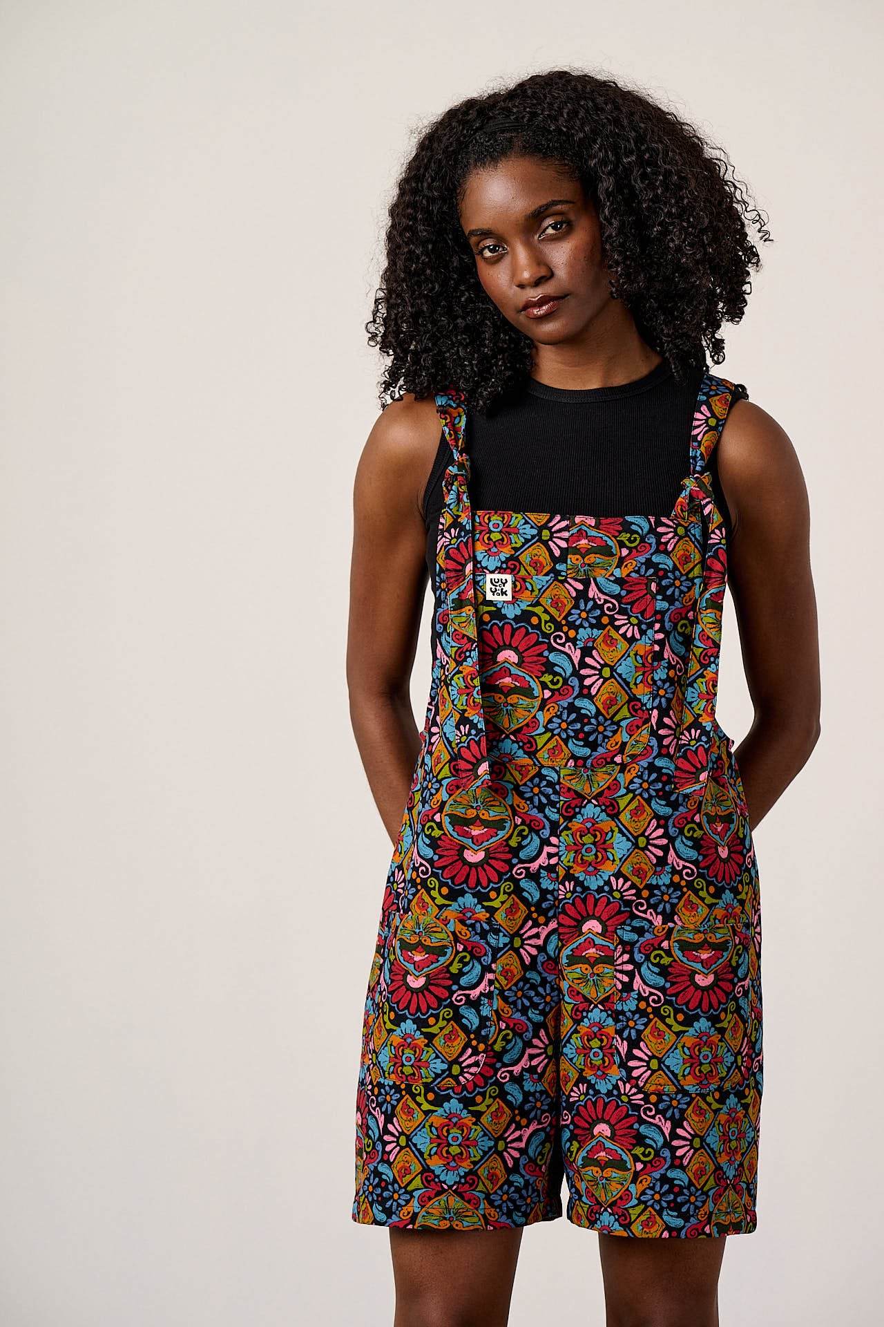 Original Shorts - Cotton Dungarees Shorts in Artisan Print