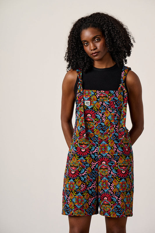 Original Shorts - Cotton Dungarees Shorts in Artisan Print