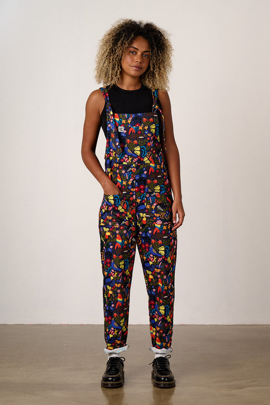 Original - Cotton Dungarees in Animals and Flowers Print