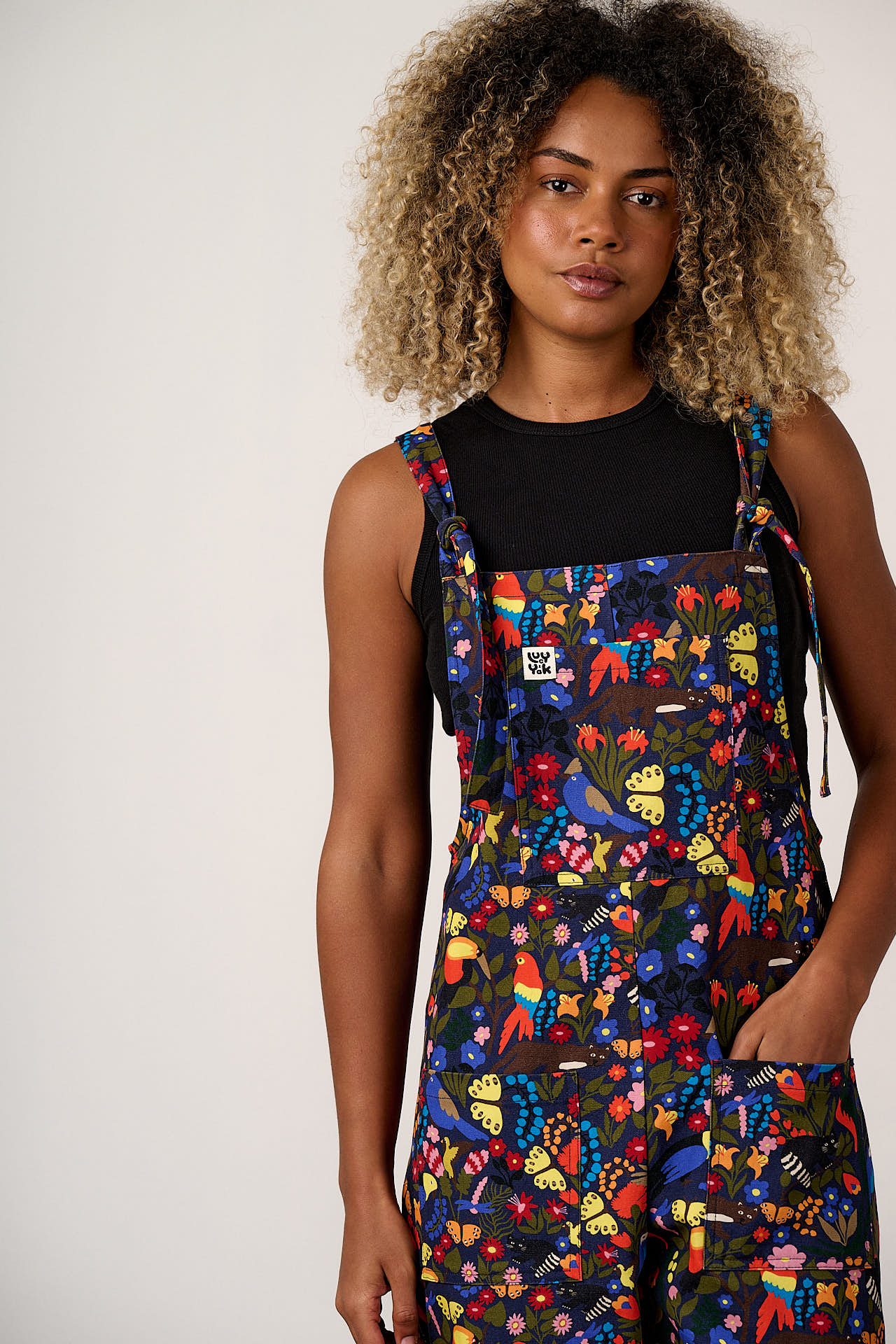 Original - Cotton Dungarees in Animals and Flowers Print