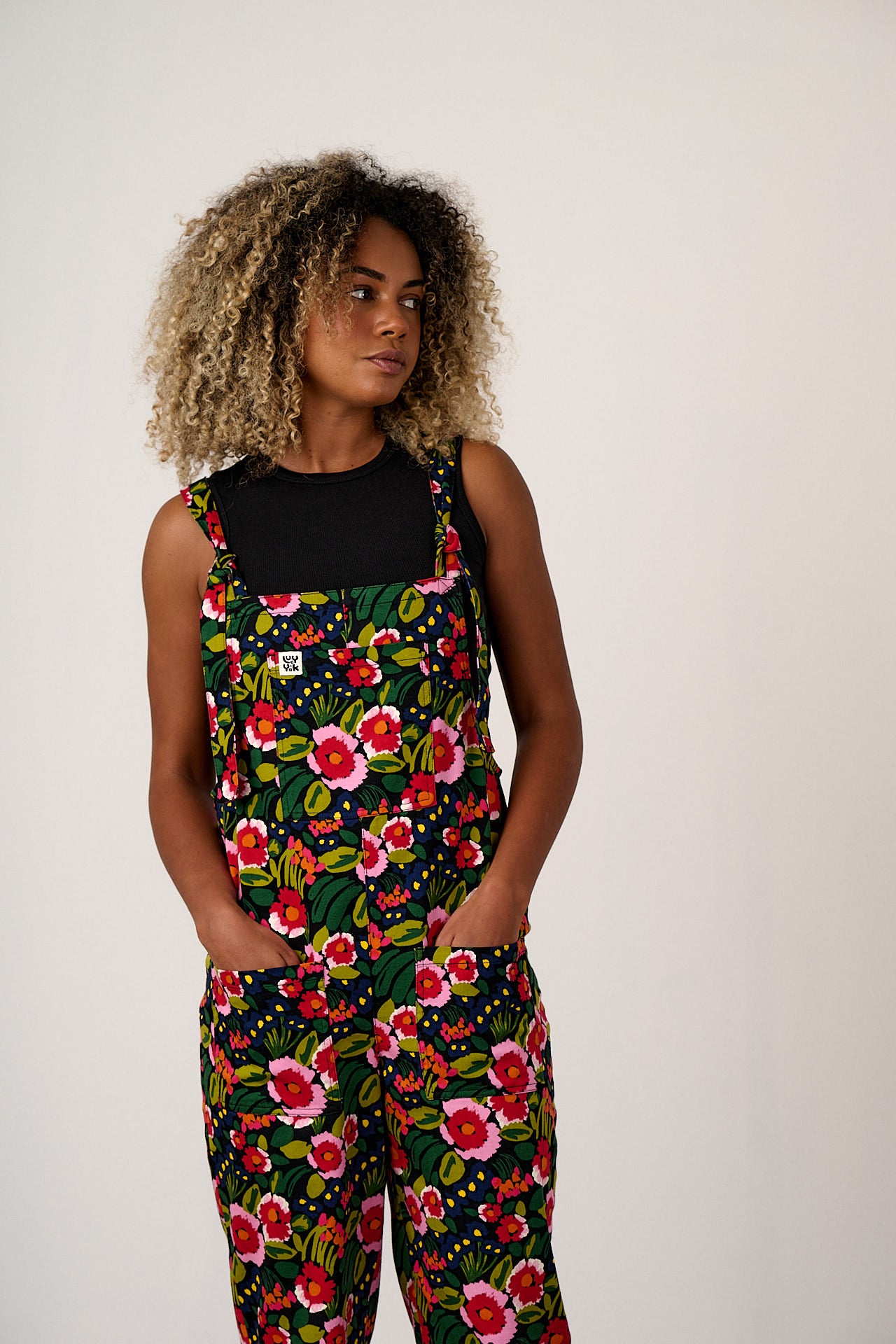 Original - Cotton Dungarees in Black Marie Print