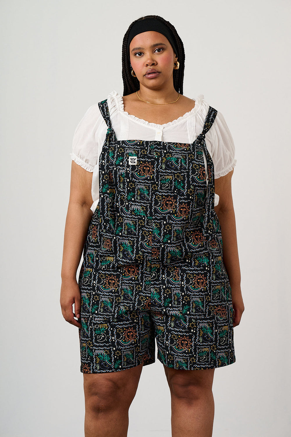 Original Shorts - Cotton Dungaree Shorts in Cosmic Folk Floral Print