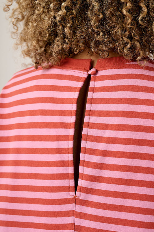 Pedro - Cotton Jersey Playsuit in Pink Stripe