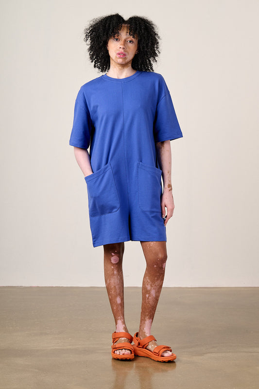 Pedro - Cotton Jersey Playsuit in Dazzling Blue