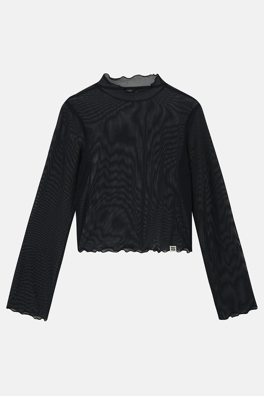 Perrie Long Sleeve Top: RECYCLED POLYESTER - Black